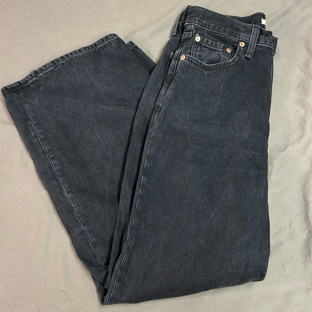 Levi's Washed Black Ribcage Wide Leg Jeans- sz28x32